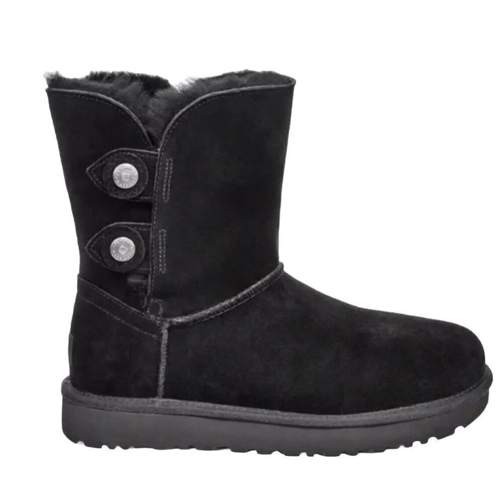 Ugg Marciela II Genuine Shearling Black Suede Boot Size 7